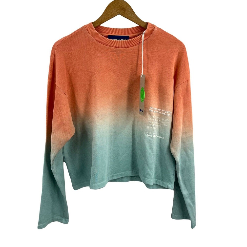 GAS‎ Jeans Multi Color Cropped Guetta Sweatshirt Size Small New